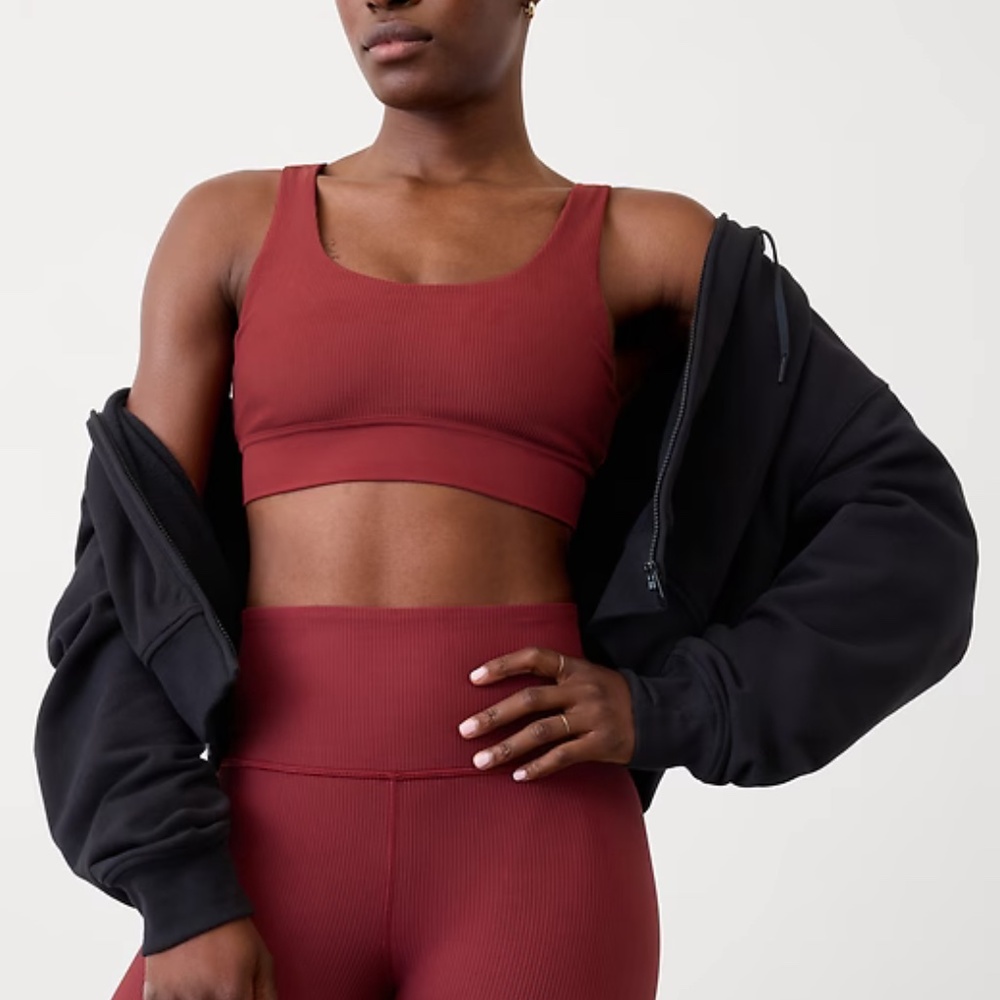 NWT Athleta Breathe Rib Longline SPorts Bra A-C | Redwood